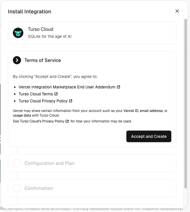 Turso利用規約画面